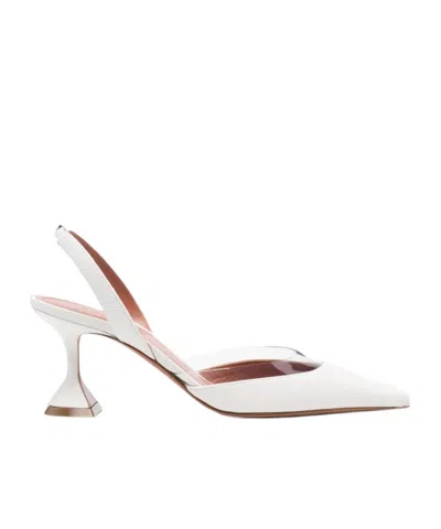 Amina Muaddi Lara Sling 70 White Nappa And Transparent Pvc
