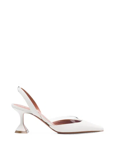 Amina Muaddi Lara Slingback Pumps In White