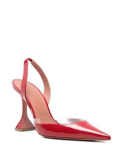 Amina Muaddi Lara Transparent-panel Slingback Pumps In Red