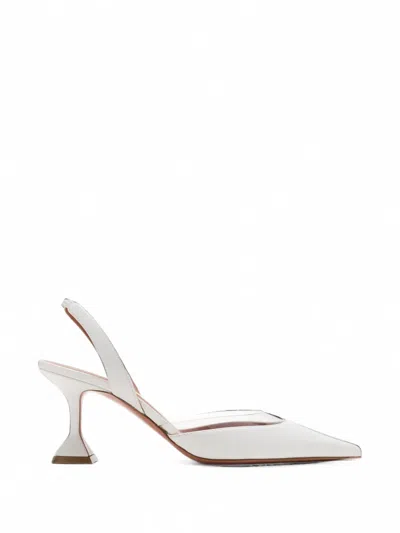Amina Muaddi Lara Transparent-panel Slingback Pumps In White