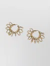 Amina Muaddi Large Hoop Earrings With Chain And Crystals