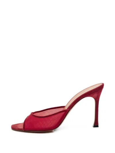 Pre-owned Amina Muaddi Lauda Open-toe Sandals In Red