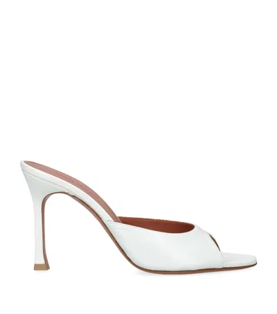 Amina Muaddi Leather Alexa Heeled Mules 95 In White
