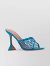 Amina Muaddi Light Blue Leather And Mesh Lupita Net 95 Mules