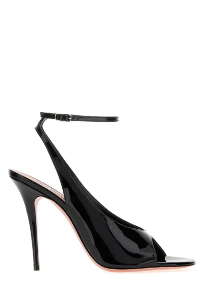 Amina Muaddi Leather Anok Sandals With 10.5 Cm Heel In Black