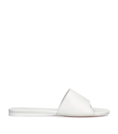 Amina Muaddi Leather Bianca Flats In White