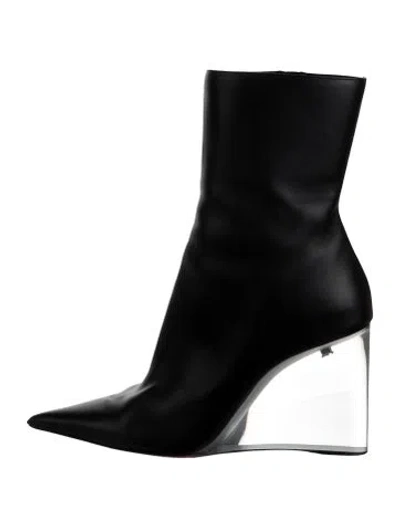 Pre-owned Amina Muaddi Leather Boots In Black