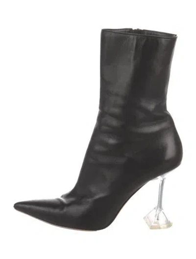 Pre-owned Amina Muaddi Leather Boots In Black