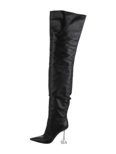 Pre-owned Amina Muaddi Leather Boots In Black