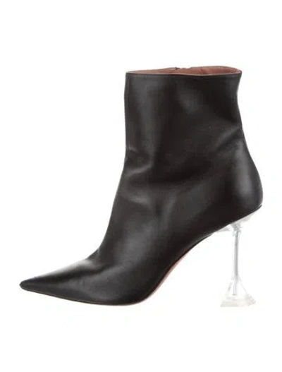 Pre-owned Amina Muaddi Leather Boots In Black