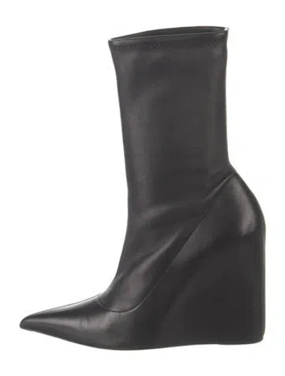 Pre-owned Amina Muaddi Leather Boots In Black