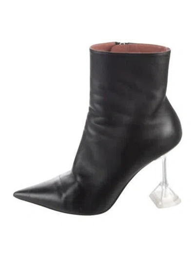Pre-owned Amina Muaddi Leather Boots In Black