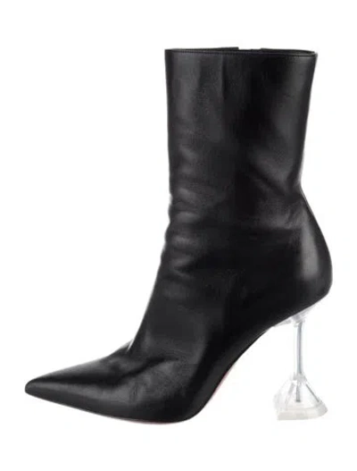 Pre-owned Amina Muaddi Leather Boots In Black