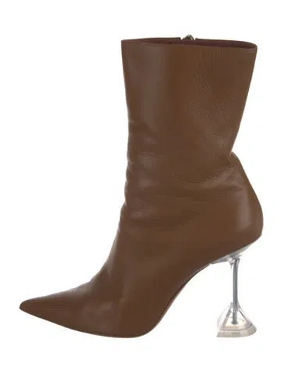 Pre-owned Amina Muaddi Leather Boots In Brown