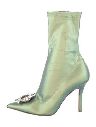 Pre-owned Amina Muaddi Leather Boots In Green