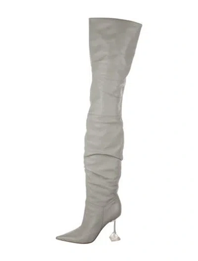 Pre-owned Amina Muaddi Leather Boots In Grey