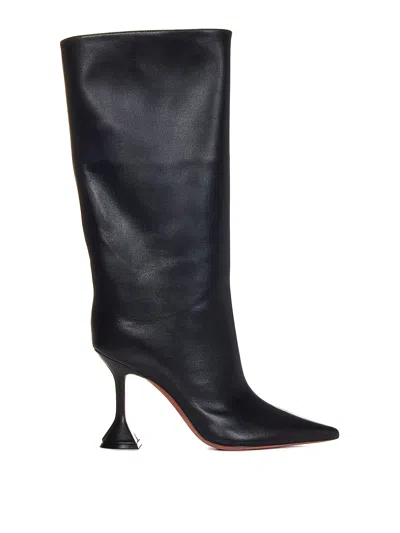 Amina Muaddi Round-head Short Boots In Black
