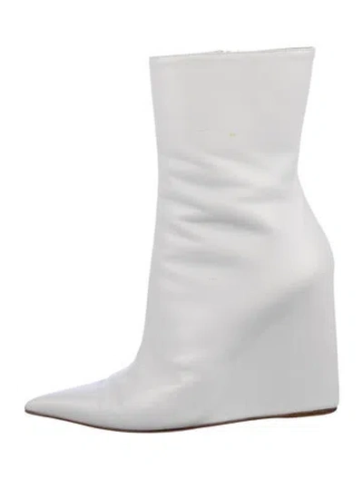 Pre-owned Amina Muaddi Leather Boots In White