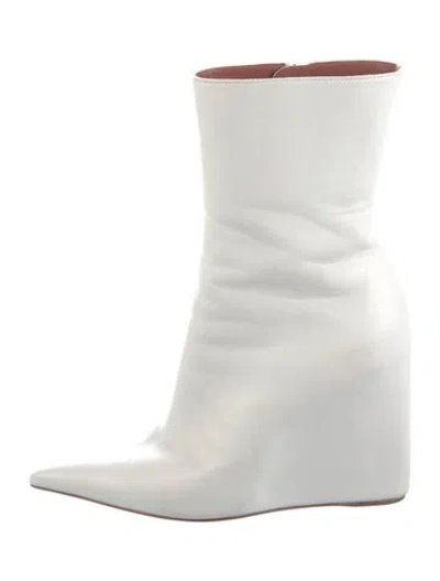 Pre-owned Amina Muaddi Leather Boots In White