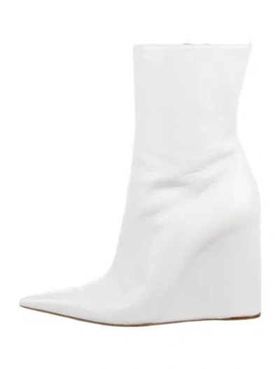 Pre-owned Amina Muaddi Leather Boots In White