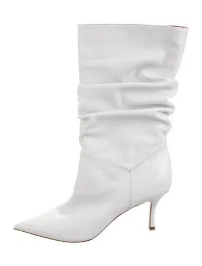 Pre-owned Amina Muaddi Leather Boots In White