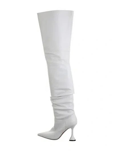 Pre-owned Amina Muaddi Leather Boots In White