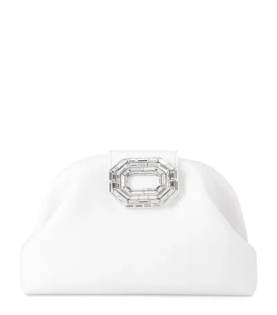 Amina Muaddi Leather Camelia Clutch Bag