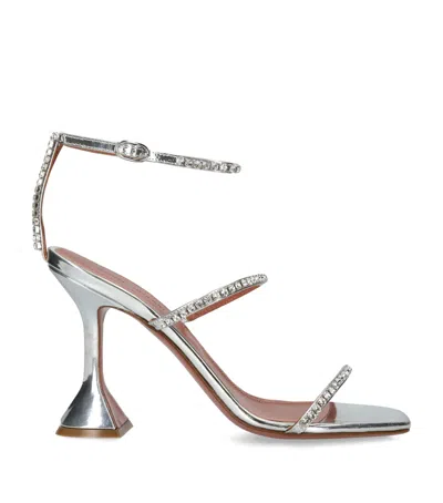 AMINA MUADDI LEATHER EMBELLISHED GILDA SANDALS 95