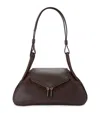 Amina Muaddi Gemini Small Zip Leather Shoulder Bag In Brown
