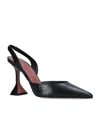 Amina Muaddi Leather Holli Slingback Pumps 95 In Black