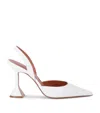Amina Muaddi Holli 95 Leather Slingback Pumps In White