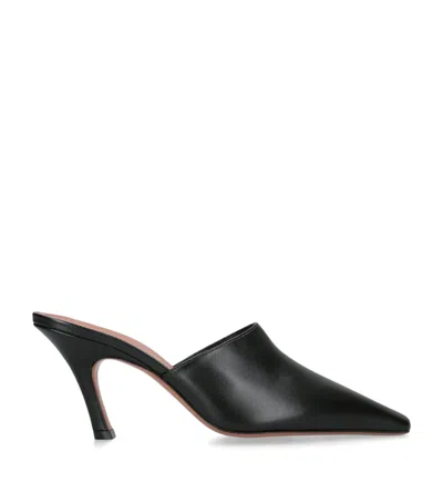 Amina Muaddi Leather Jamie Heeled Mules 80 In Black