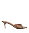 Amina Muaddi Leather Jeanne Heeled Mules 60 In Brown