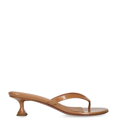 Amina Muaddi Leather Juliette Sandals 45 In Brown