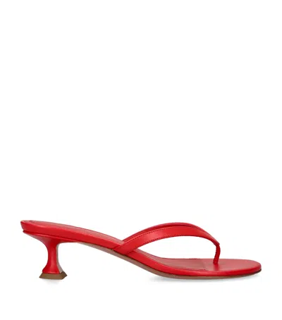 Amina Muaddi Leather Juliette Sandals 45 In Red