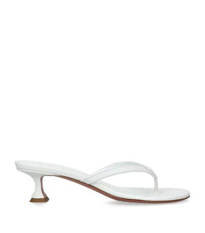 Amina Muaddi Leather Juliette Sandals 45 In White
