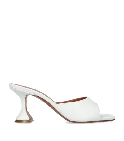 Amina Muaddi Leather Lupita Heeled Mules 70 In White