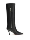 Amina Muaddi Mona Side-zip Square-toe Boots In Black