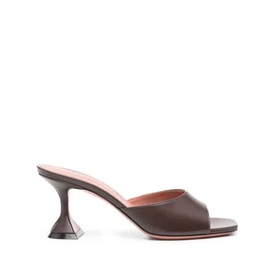 Amina Muaddi Lupita Open-toe Sculptural-heel Sandals In Brown