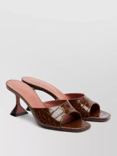 Amina Muaddi Leather Mules In Brown