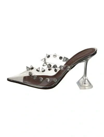 Pre-owned Amina Muaddi Leather Patterned Mules In Transparent