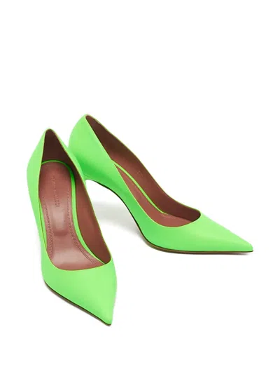 Pre-owned Amina Muaddi Leather Pointed Pumps In Green
