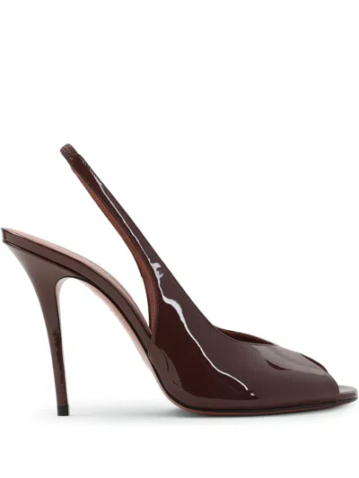 Amina Muaddi Leather Sandals In Brown
