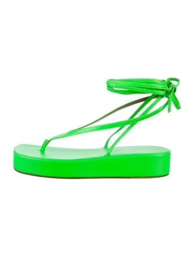 Pre-owned Amina Muaddi Leather Sandals In Green