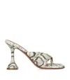 Amina Muaddi 95mm Shiona Snakeskin Sculpted-heel Sandals In Sand