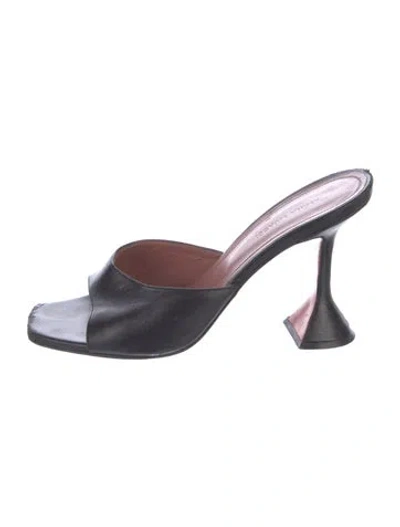 Pre-owned Amina Muaddi Leather Slides In Black