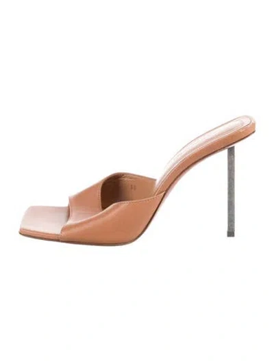 Pre-owned Amina Muaddi Leather Slides In Brown