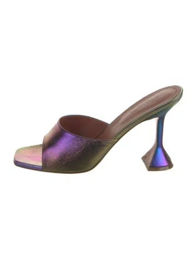 Pre-owned Amina Muaddi Leather Slides In Purple