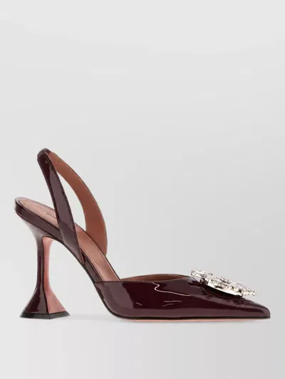 Amina Muaddi Leather Slingback Mules In Black