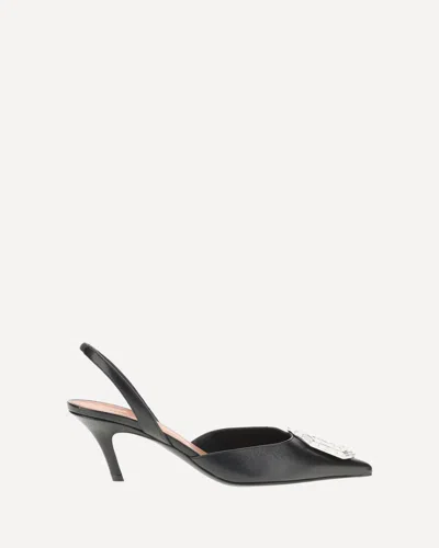 AMINA MUADDI LEATHER SLINGBACK PUMPS